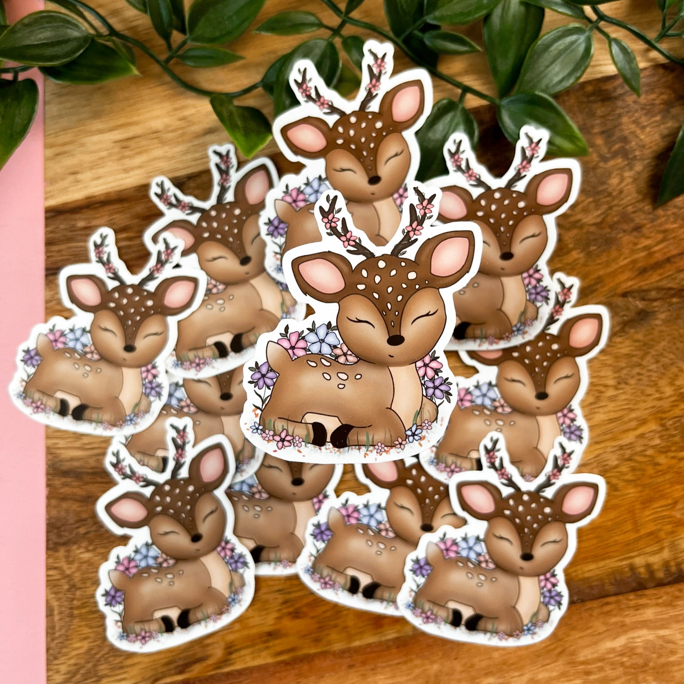 Floral Deer vinyl sticker