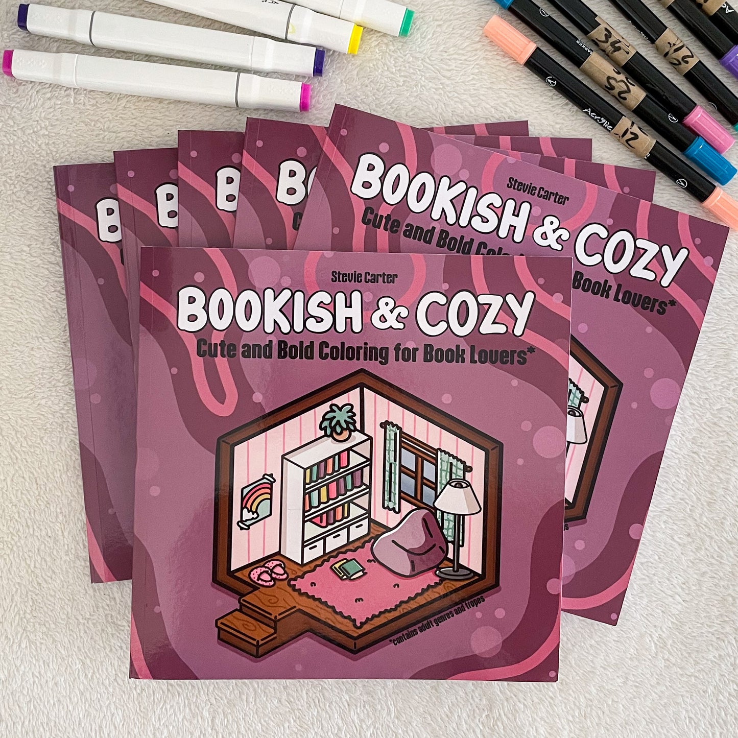 Bookish & Cozy colouring book by Stevie Carter