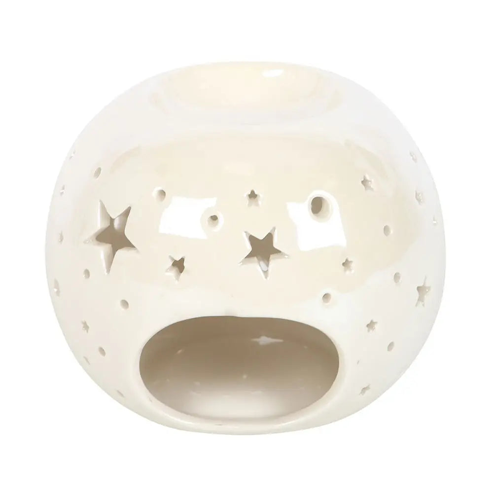 White Iridescent Star Wax Warmer and Oil Burner