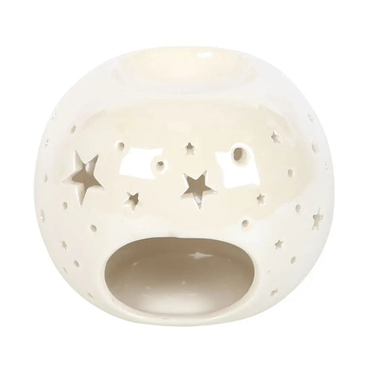 White Iridescent Star Wax Warmer and Oil Burner