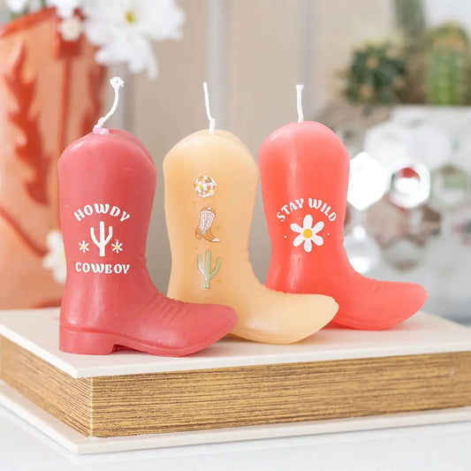 Set of 3 Cowboy Boot Candles (Unscented)