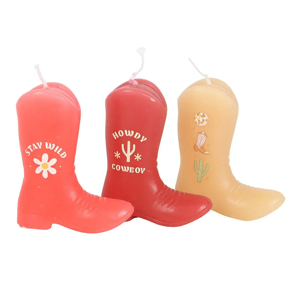 Set of 3 Cowboy Boot Candles (Unscented)
