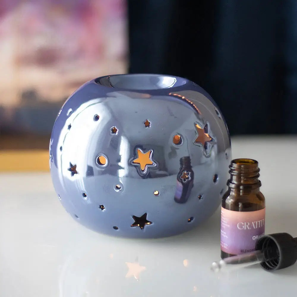 Blue Iridescent Star Wax Warmer and Oil Burner