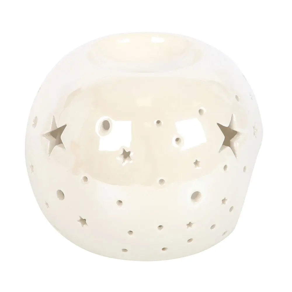 White Iridescent Star Wax Warmer and Oil Burner