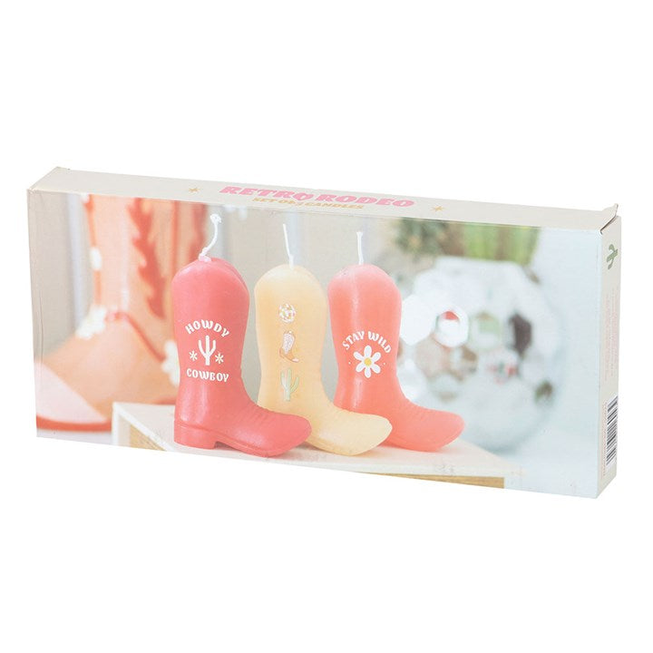 Set of 3 Cowboy Boot Candles (Unscented)