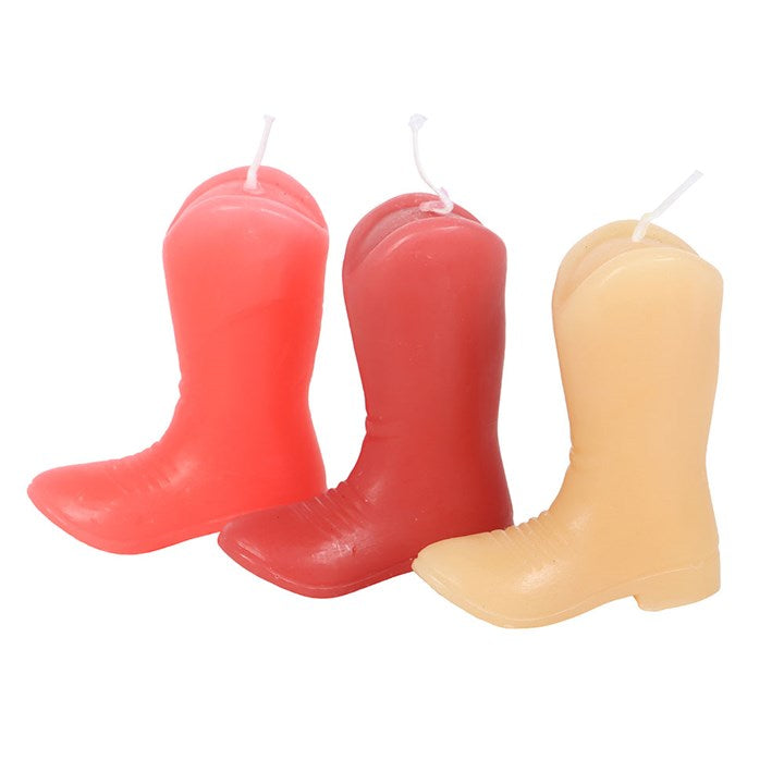 Set of 3 Cowboy Boot Candles (Unscented)