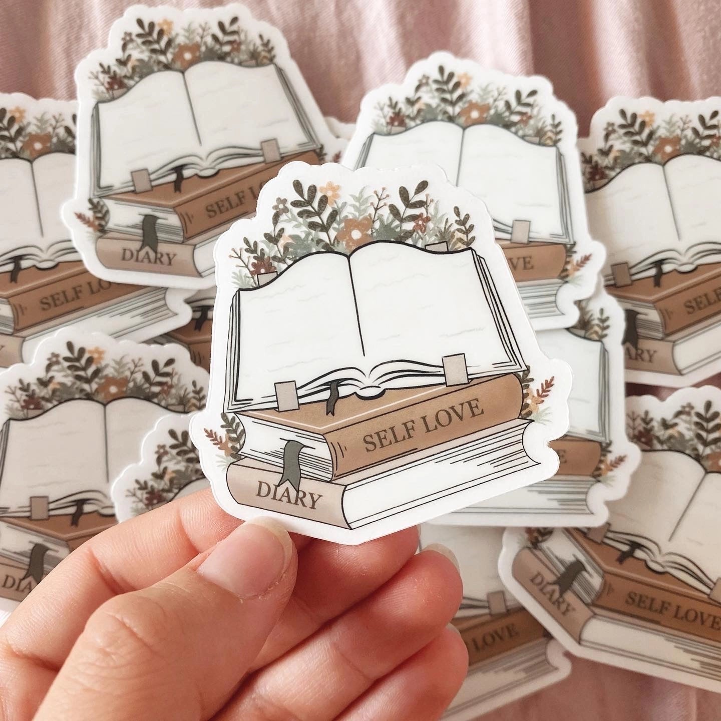 Book Stack clear sticker