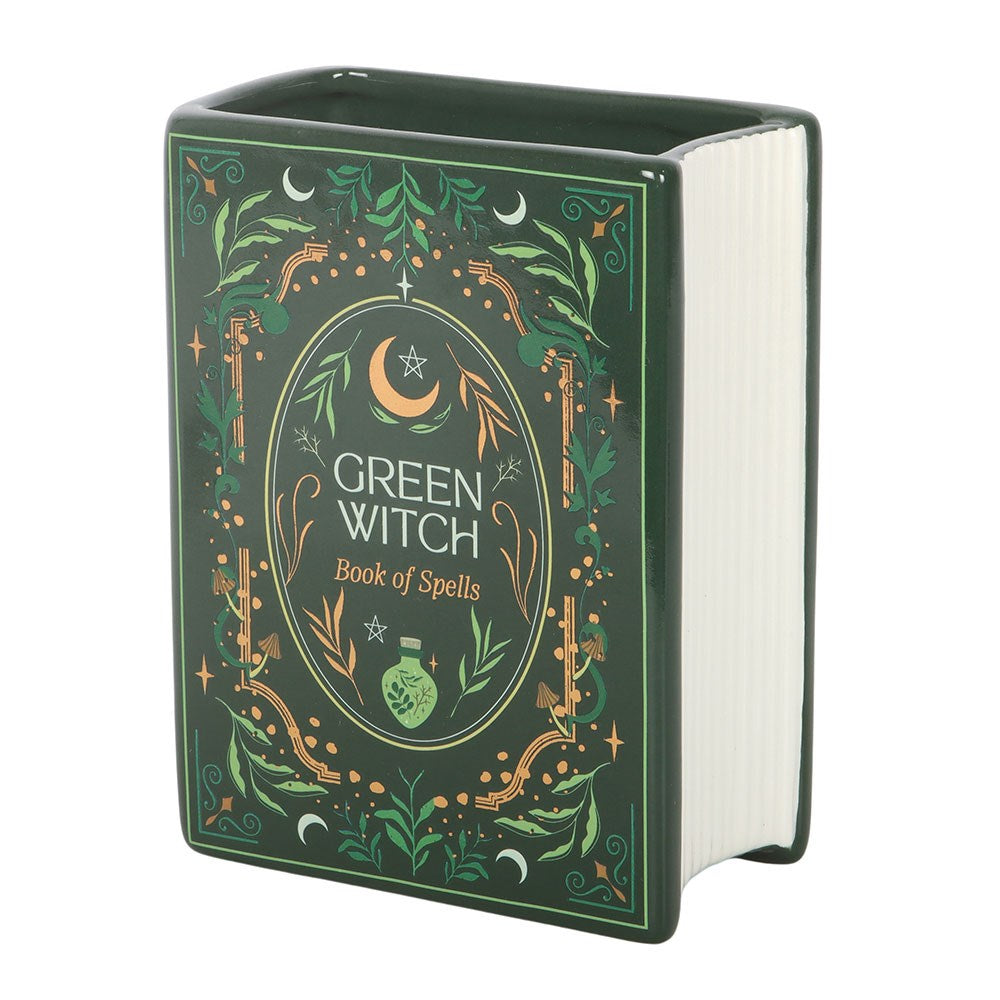 Green Witch Book Vase
